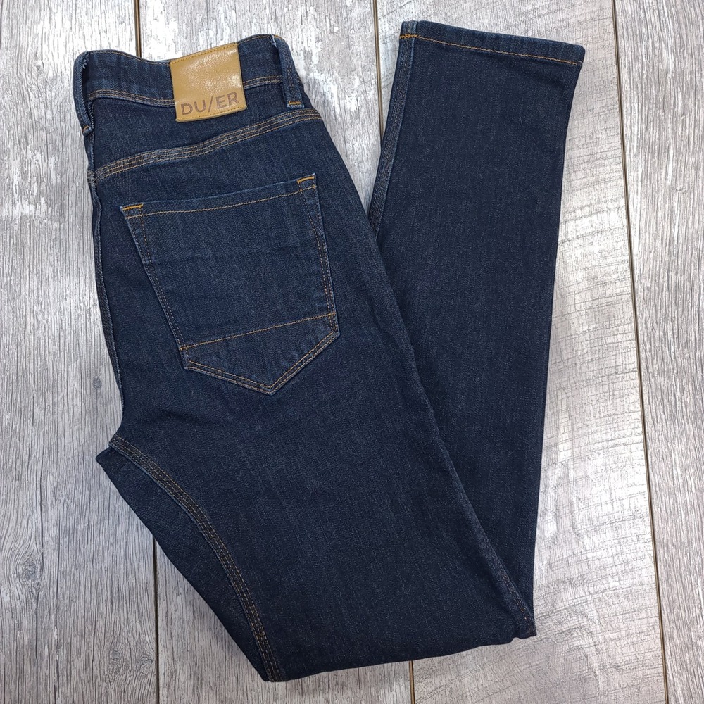 DU/ER Jeans Mens 28x32 Dark Wash L2X Slim Fit Performance Denim Indigo
